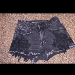 American eagle black lace shorts